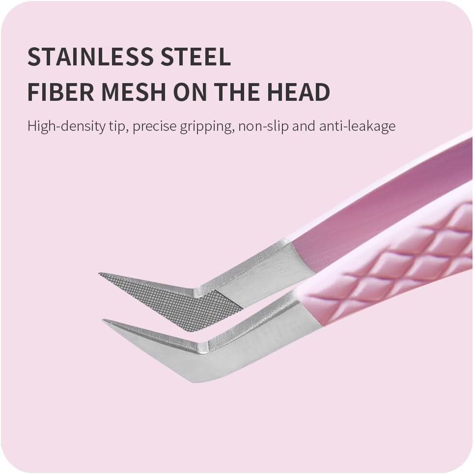 Eyelash Extension Tweezers,Fiber Tip Grip Boot Volume Lash Tweezers,Professional Pointed Lash Extension Tweezers for Easy Lash Application and Removal-F06