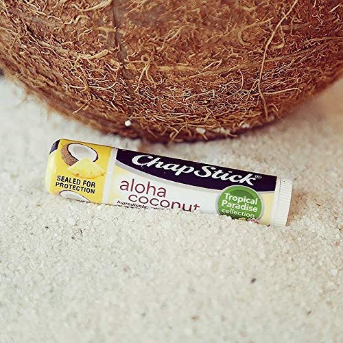 Chapstick Limited Edition Tropical Paradise Collection Aloha Coconut Flavored Skin Protectant Lip Balm Tube - Great for Moisturizing & Hydrating Chapped, Cracked, Dry Lips â€“ 0.15oz Each, 12 Sticks