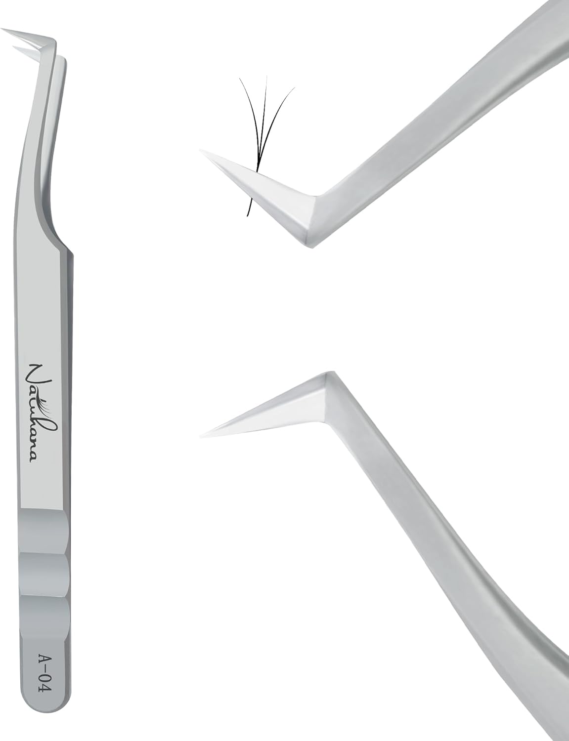 High Precision Lash Tweezers for Individual and Volume Eyelash Extensions Premium Stainless Steel Curved Fiber Tip Professional Isolation Tweezer