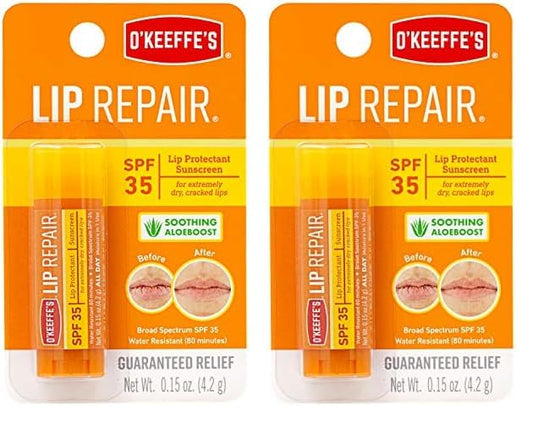 O'Keeffe's Lip Repair SPF 35 Lip Balm Stick, (Pack of 2)