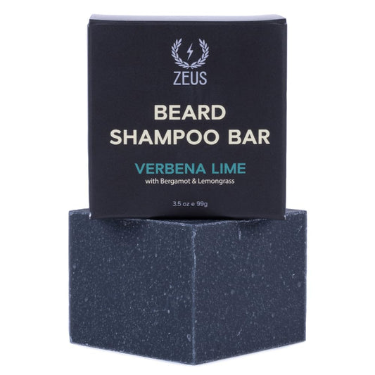 ZEUS Beard Wash Bar for Men, All-Natural Hydrating Shampoo, Skin-Clarifying Soap & Beard Care Cleanser with Natural Ingredients, Anti-Itch & Gentle on Skin (Made in USA) Verbena Lime