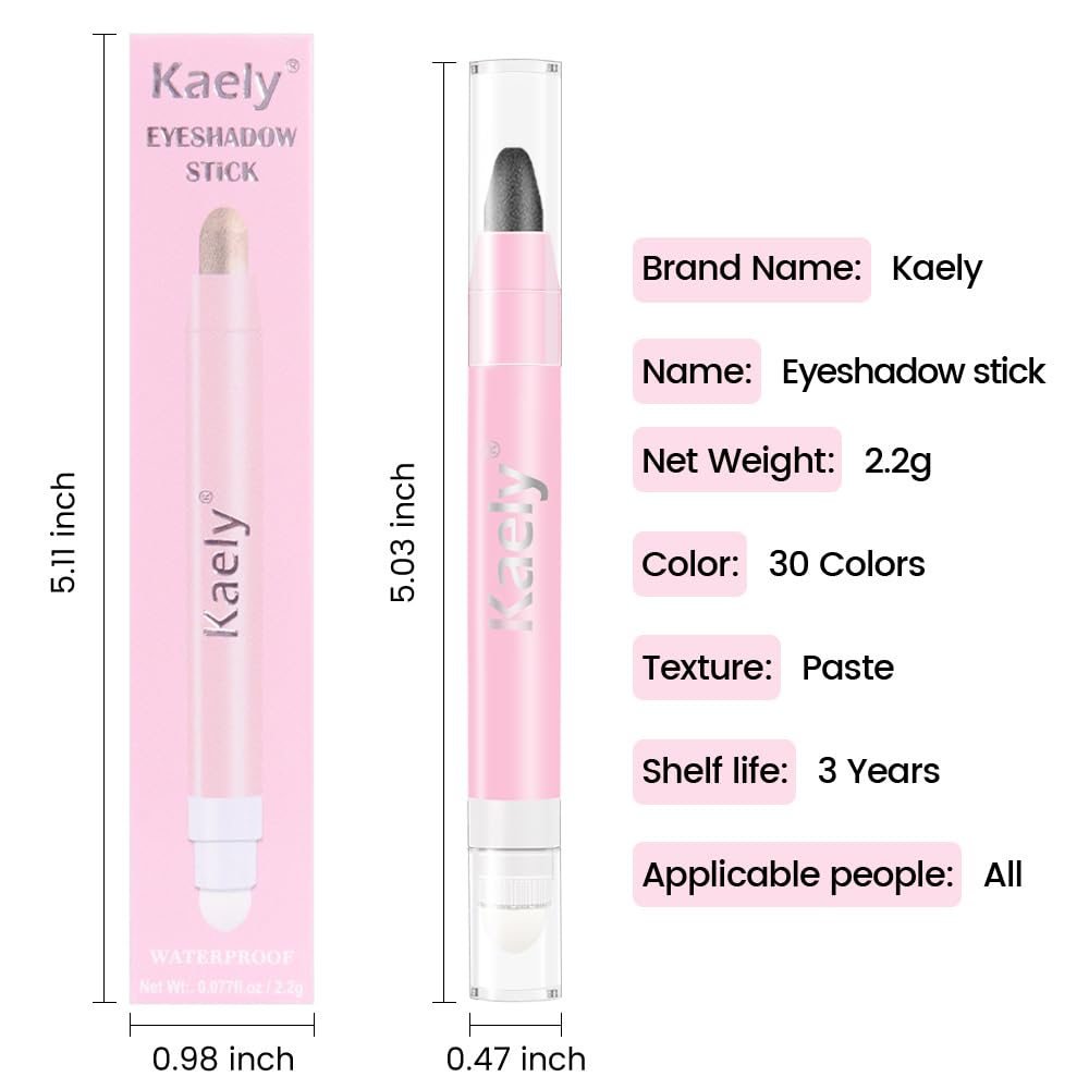 Kaely 2in1 Cream Eye Shadow Brightener Sticks for Eyes, Pencil Eyeshadow Applicator Stick Waterproof Pigmented, Eye Shadow Palette Highlighter Makeup, sombras para ojos, 03 Pearl Black Shimmer