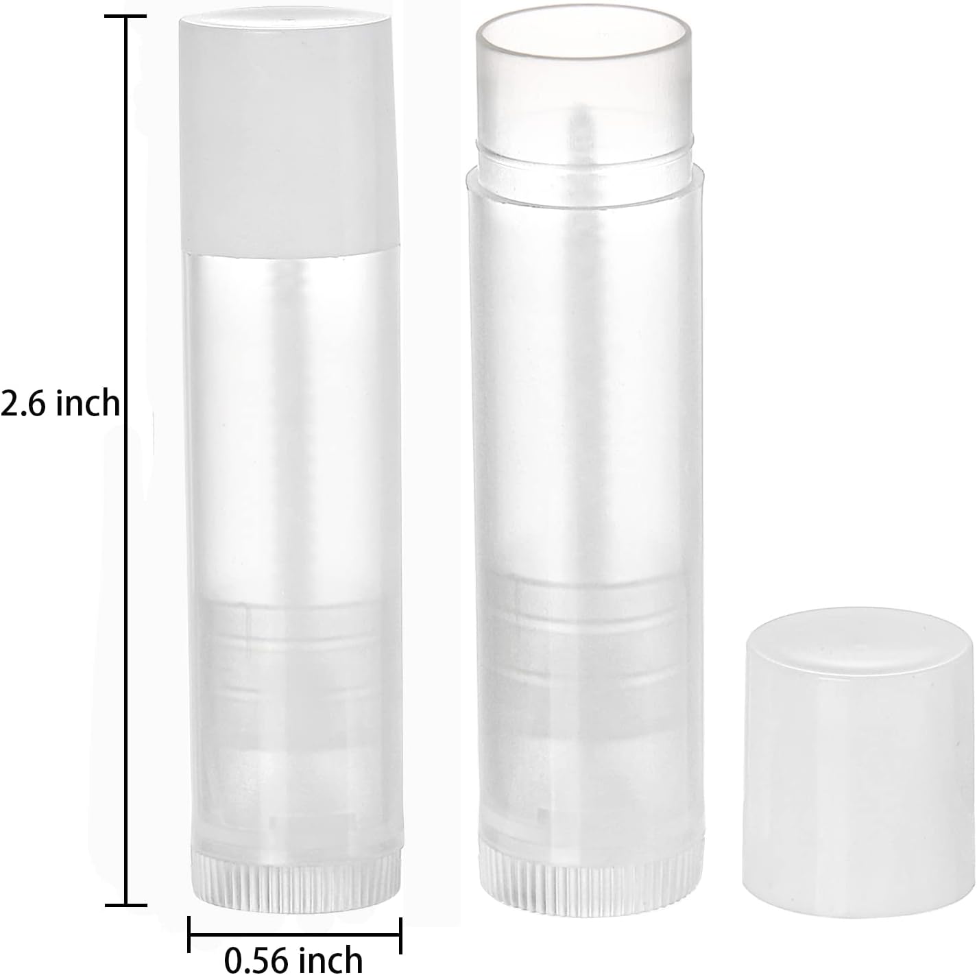Bekith 100 Pack 5.5ml Clear Empty Lip Balm Tubes with White Caps