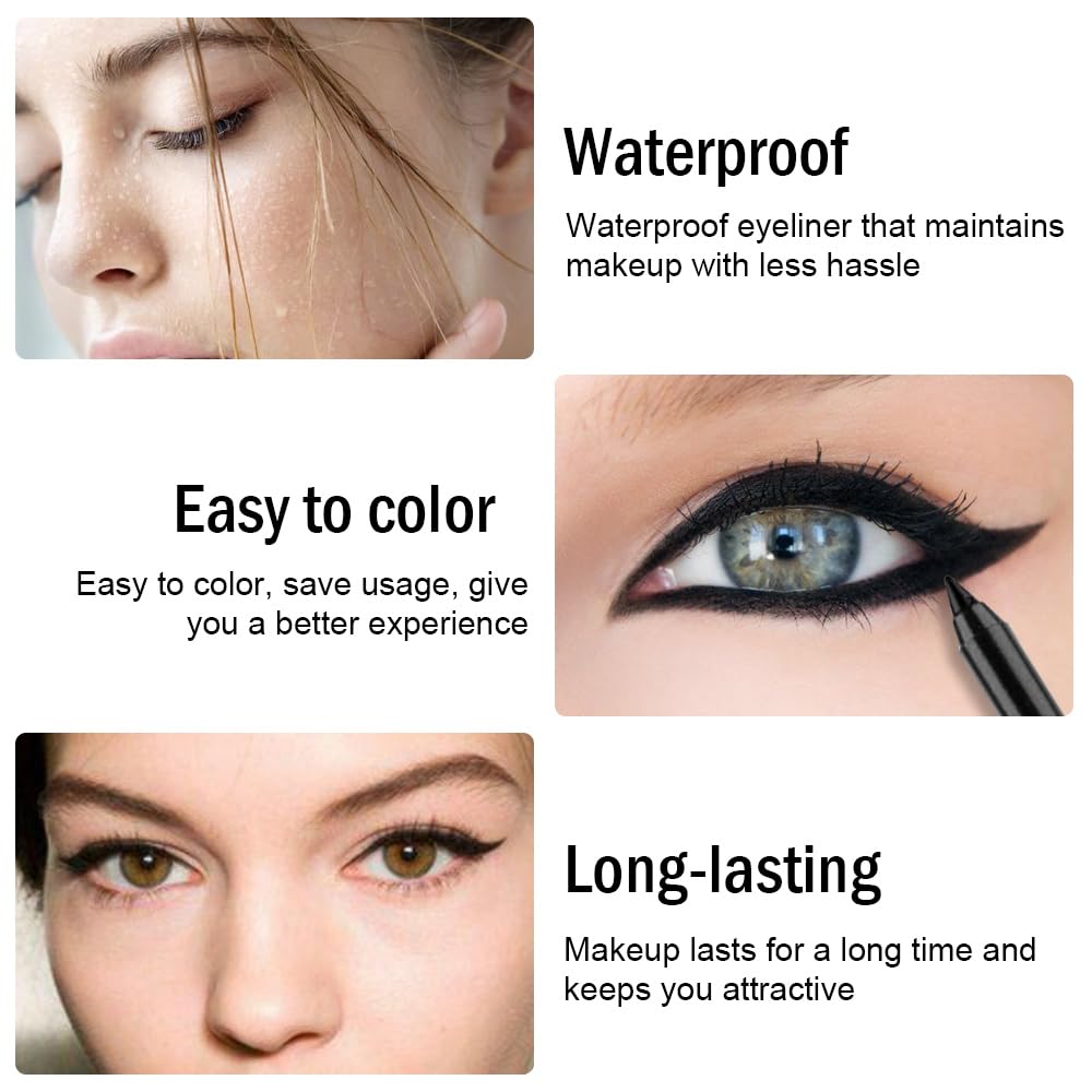 Kaely Gel Eyeliner Pencil for Women, Natural Black Eye Liner Waterproof Smudge Proof with Sharpener, Waterline Eye Makeup Liners, delineador de ojos contra el agua, Vegan & Cruelty-Free, 01