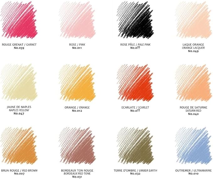 Conté à Paris Colored Crayons Set with 12 Assorted Portrait Colors