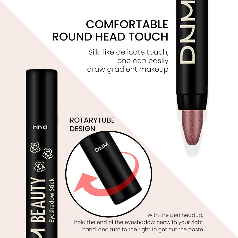 evpct 8Pcs Cream Eye Shadow Brightener Sticks Set for Eyes, Silver Sand Gold Orchid Rose Mocha Deep Mauve Midnight Royal Blue Stone Shimmer Matte Pencil Eye shadow Crayon Stick Palette Makeup Set07