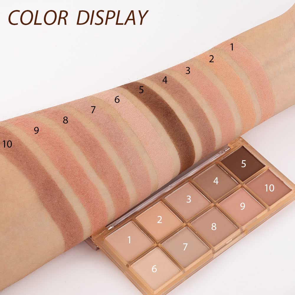 10 Colors Nude Pink Matte Eyeshadow Palette,Neutral Nude Eye Shadow Palette,Long Lasting Waterproof Travel Size Makeup Pallete,Vegan,Cruelty -free