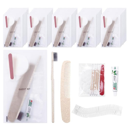 Hygiene Kit, Hygiene Kit Bulk, Travel Hygiene Kit With Toothbrush, Toothpaste, Care Package, Comb, Shower Cap, Individually Packed, Suitable For Hotel, Home, Camping, Travel (100-PACK)