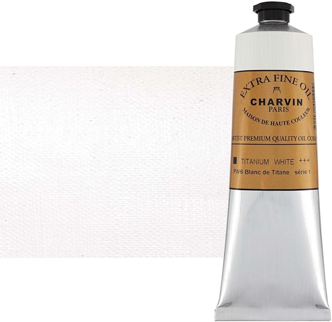 Charvin Extra Fine Oil Paint, Titanium White 150 ml - Triple-Milled, Rich Texture, Poppy Oil-Based, Light-Fast, Handmade, Archival Quality