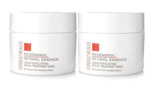 Consult Beaute - Regenerol - Retinol Exfoliating Facial Treatment Pads - Micro Exfoliation for Face - Smoother, Glowing Skin - 60 Disposable Wipes (2Pack)