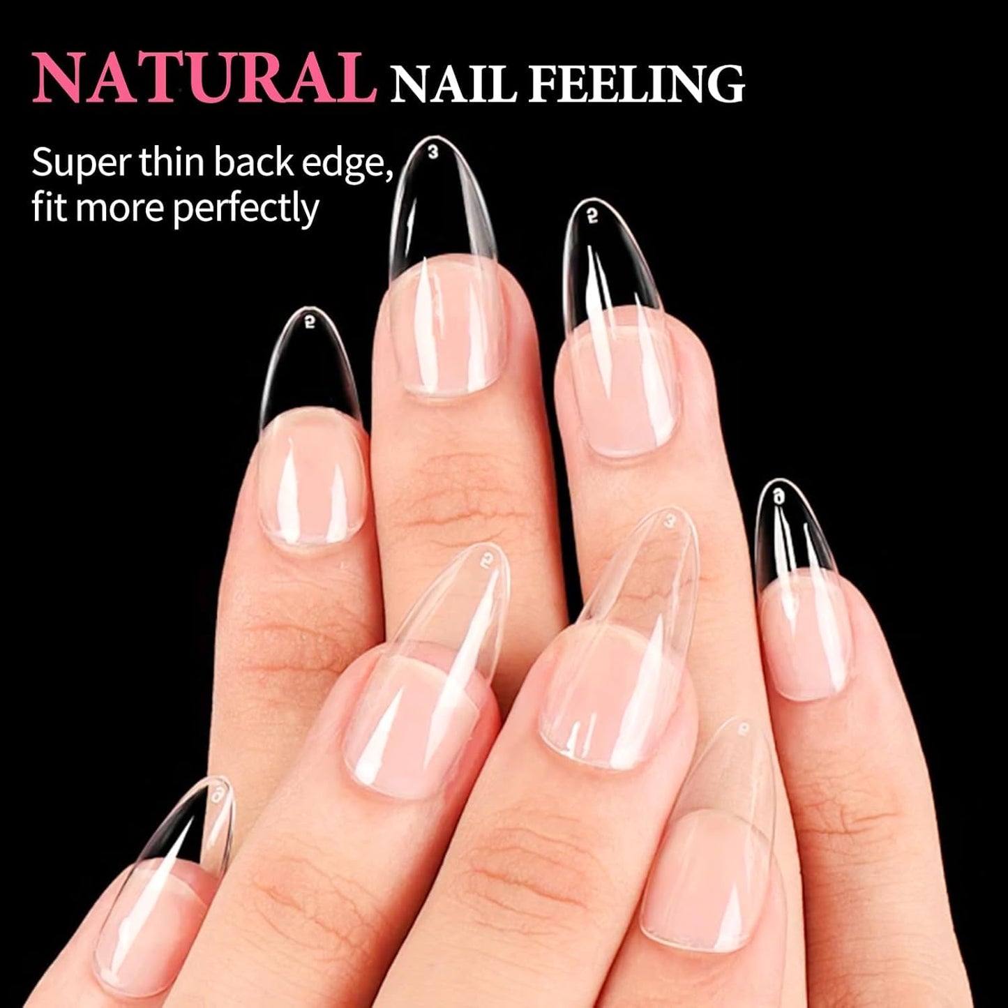 EBANKU Medium Almond Nail Tips, 550 Pcs Matte Clear Acrylic Press-on Nails, Pre-shaped Half Matte Full Cover Clear Acrylic Nails Gel Kit False Nail Tip Press on Nails for Nail Extension DIY Salon