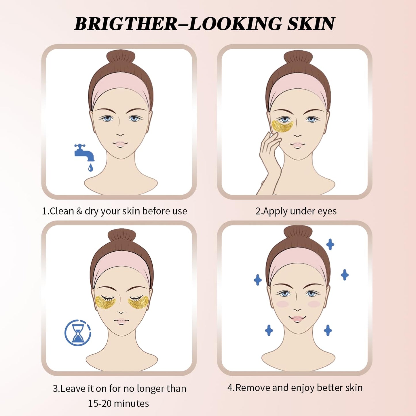 Under Eye Patches (24 Pairs), 24K Gold Under Eye Masks for Dark Circles, Puffy Eyes, Undereye Bags, Wrinkles - Rejuvenating & Revitalizing Eye Skincare Treatment - Bridesmaid Gifts for Women