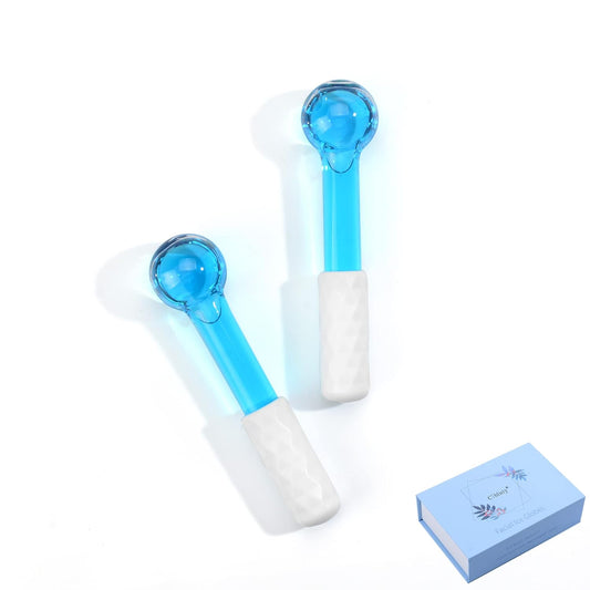 ICE Globes Small Balls for Eyes, 2 PCS Blue Facial Globes for Massage Tool, Facial Roller Cold Skin Massagers, Tighten Skin, Reduce Puffiness and Dark Circles, Enhance Circulation
