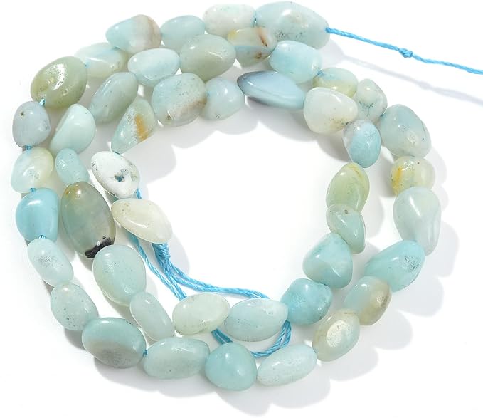 Amazonite Pebble Nugget Oval Free Tumbled Stone 6-8mm Natural Gemstone Loose Beads Approx 15.5 inch for DIY Jewelry Making