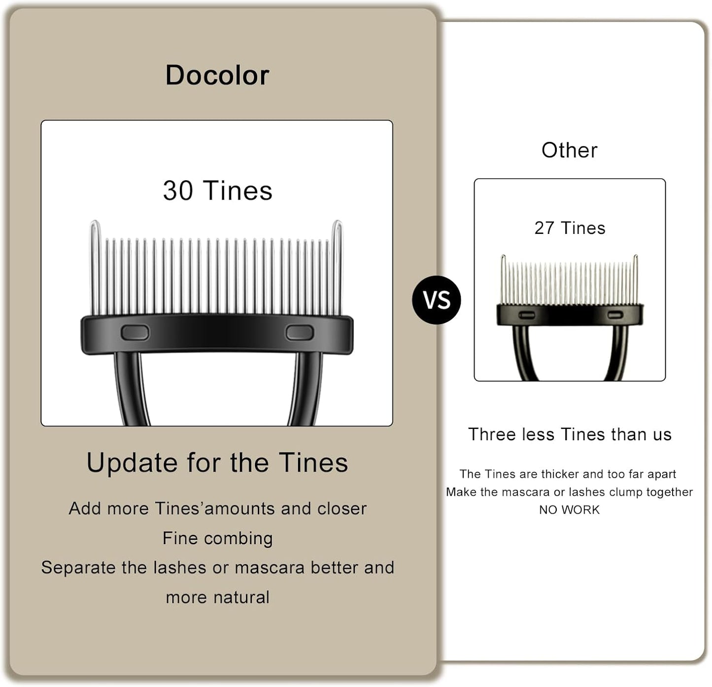 Docolor Eyelash Comb Eyelash Separator Tool Mascara Applicator Eyelash Brush Lash Separator Tool Comb Arc Designed Cosmetic Brushes Tool, with Comb Cover (Black)