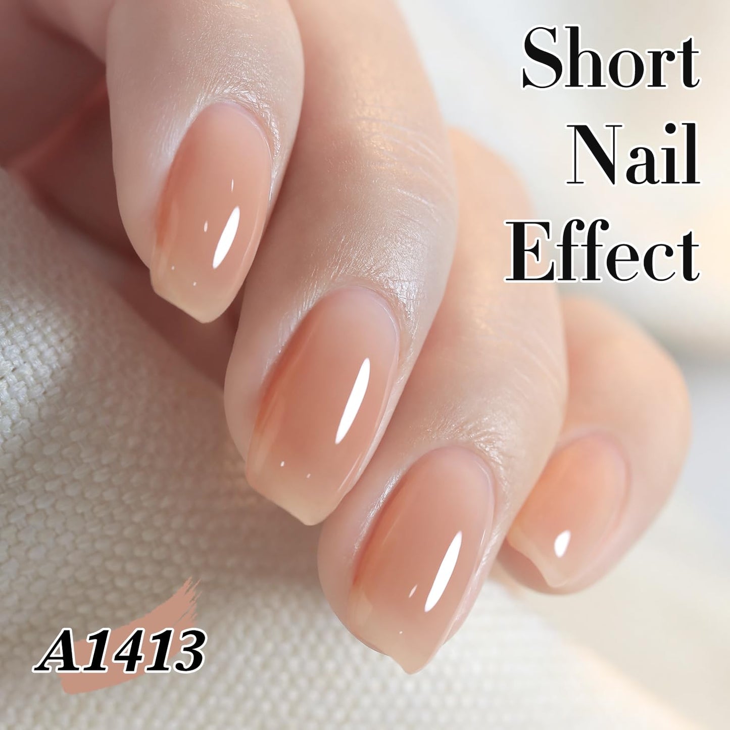 Double Rhythm Translucent Gel Polish Sheer Neutral Natural Light Milky Same Color Same Bottle 15ML Jelly Nail Polish Nail Art DIY at Home (Peach Cream-A1413)