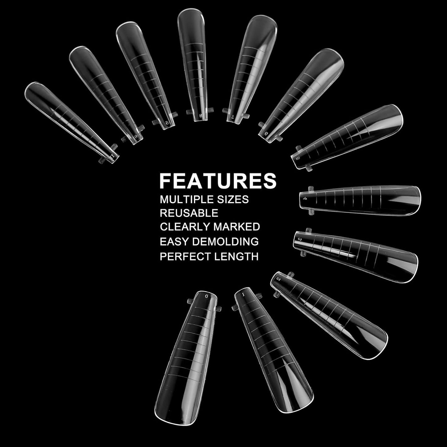 120Pcs Clear Dual Nail Forms,Long Ballet Extension Poly Nail Gel Nail Forms Full Cover Nail Molds 12 Sizes for Solid Nail Gel Glue Nail Art Design Salon&DIY(Extra Long Ballet)