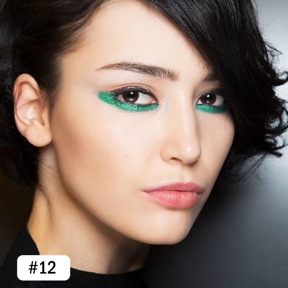 Kaely Gel Eyeliner Pencil for Women, Pearl Green Eye Liner Waterproof Smudge Proof with Sharpener, Waterline Eye Makeup Liners, delineador de ojos contra el agua, Vegan & Cruelty-Free, 12