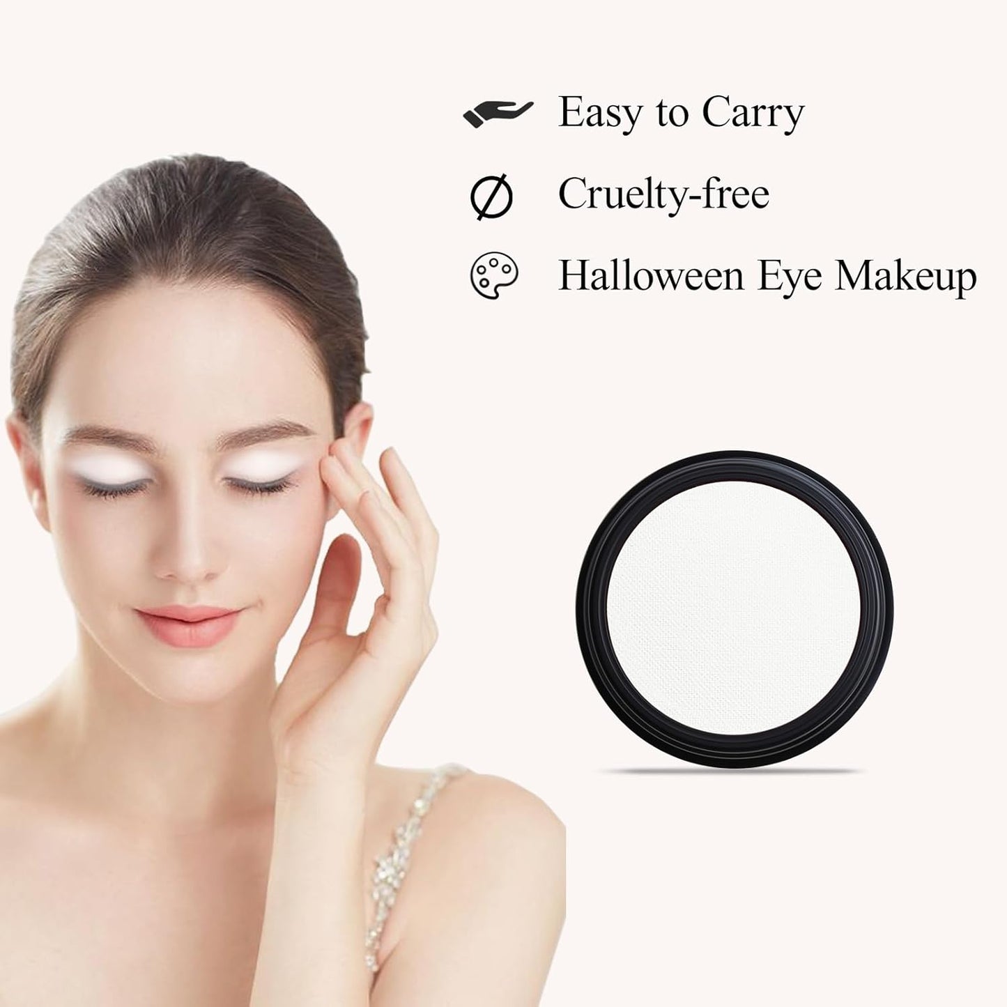 Single White Eyeshadow, Pressed Powder Matte Eye-Shadow Palette Make-up, Blendable Long Lasting High Pigment White Eye Makeup Halloween Paint & Face Body Paint