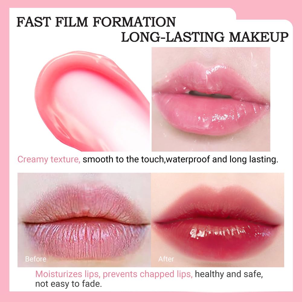 evpct 3Pcs Magic Color Changing Lipstick Long Lasting Waterproof 24 Hours Original for Women, Peach Strawberry Black Red Cherry Pink PH Mood Permanent Color Changing Lipstick Lip Balm, labial magico