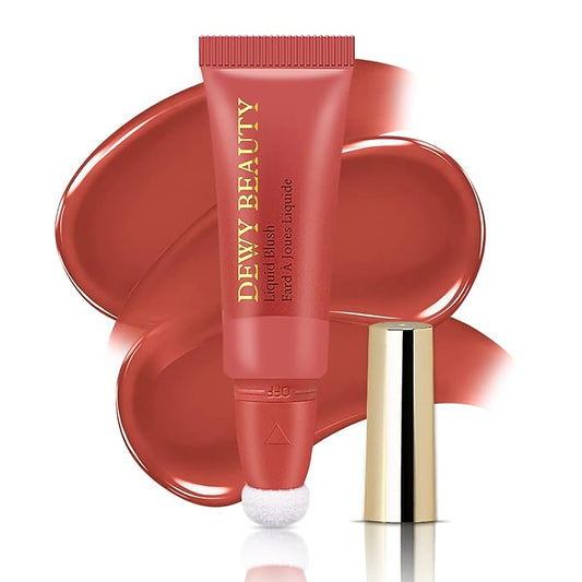 Liquid Blush Makeup Wand, Cream Liquid Blush with Cushion Applicator For Cheeks Tint, Natural-looking, Glow Dewy Finish, Weightless Blendable Liquid Blush Stick | #105 ARDOUR-Red Brown