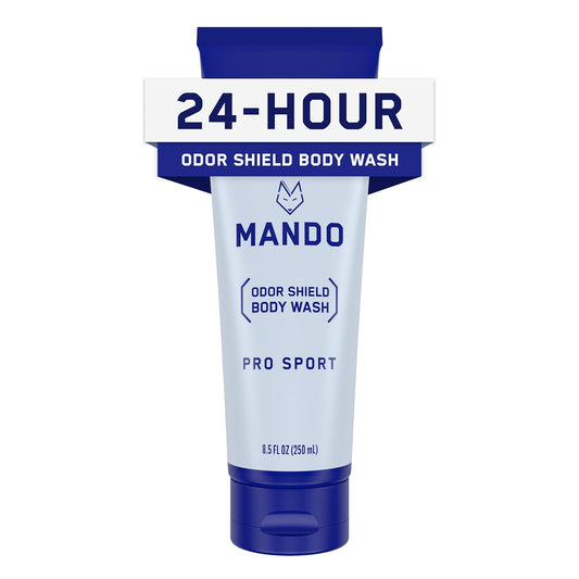 Mando Odor Shield Body Wash - 24 Hour Control - Removes Odor Better than Soap - SLS and Paraben Free, Skin Safe - 8.5 Ounce (Pro Sport)