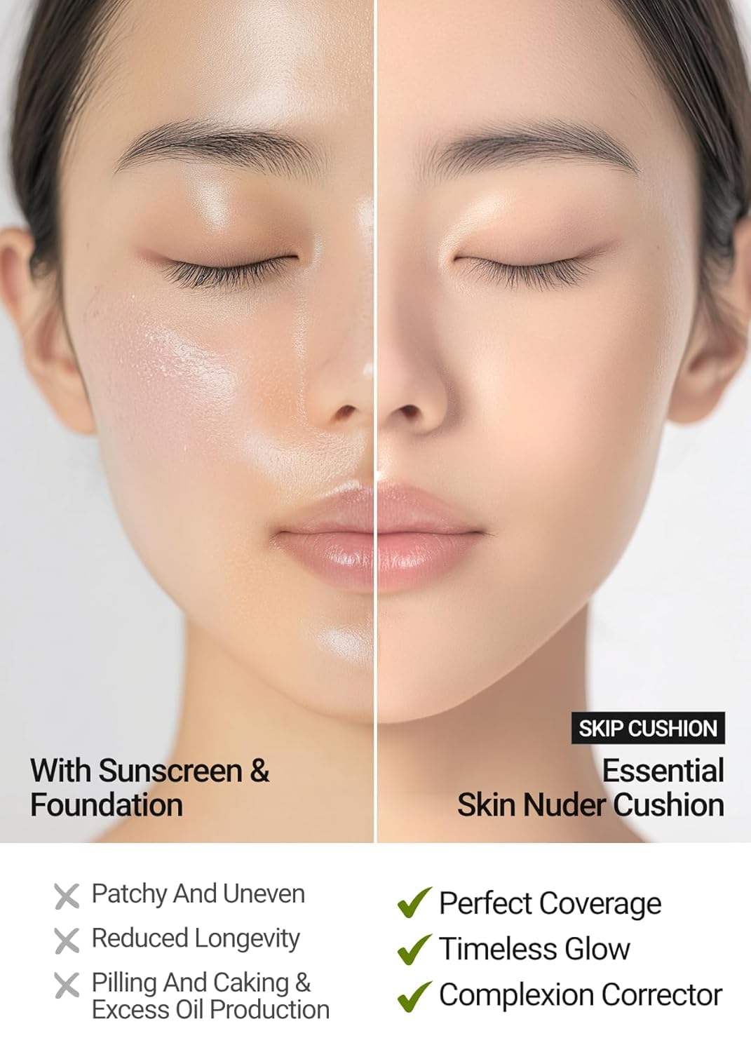[JUNGSAEMMOOL OFFICIAL] Essential Skin Nuder Cushion (Fair Pink) | Refill Not Included | Natural Finish | Buildable Coverage | Makeup Artist Brand