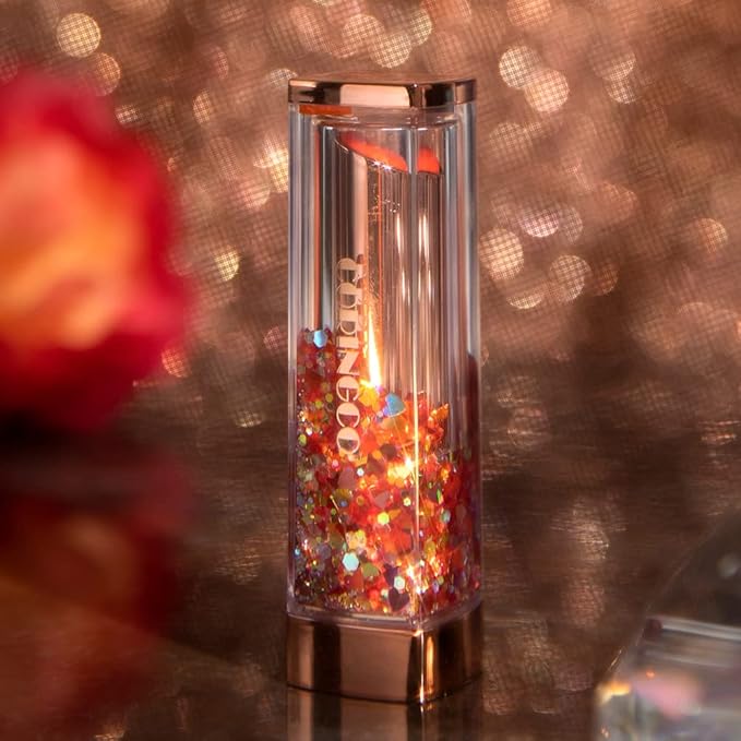 [SET] CORINGCO Sparkle Cute Color Changing Lip Balm｜ Colored Lip Cream Lip Gloss, Glitter Lip Care Lip Pack Birthday Gift Glitter Gift Sequin Shiny Spangle Lipbalm (#04 Orange Red)