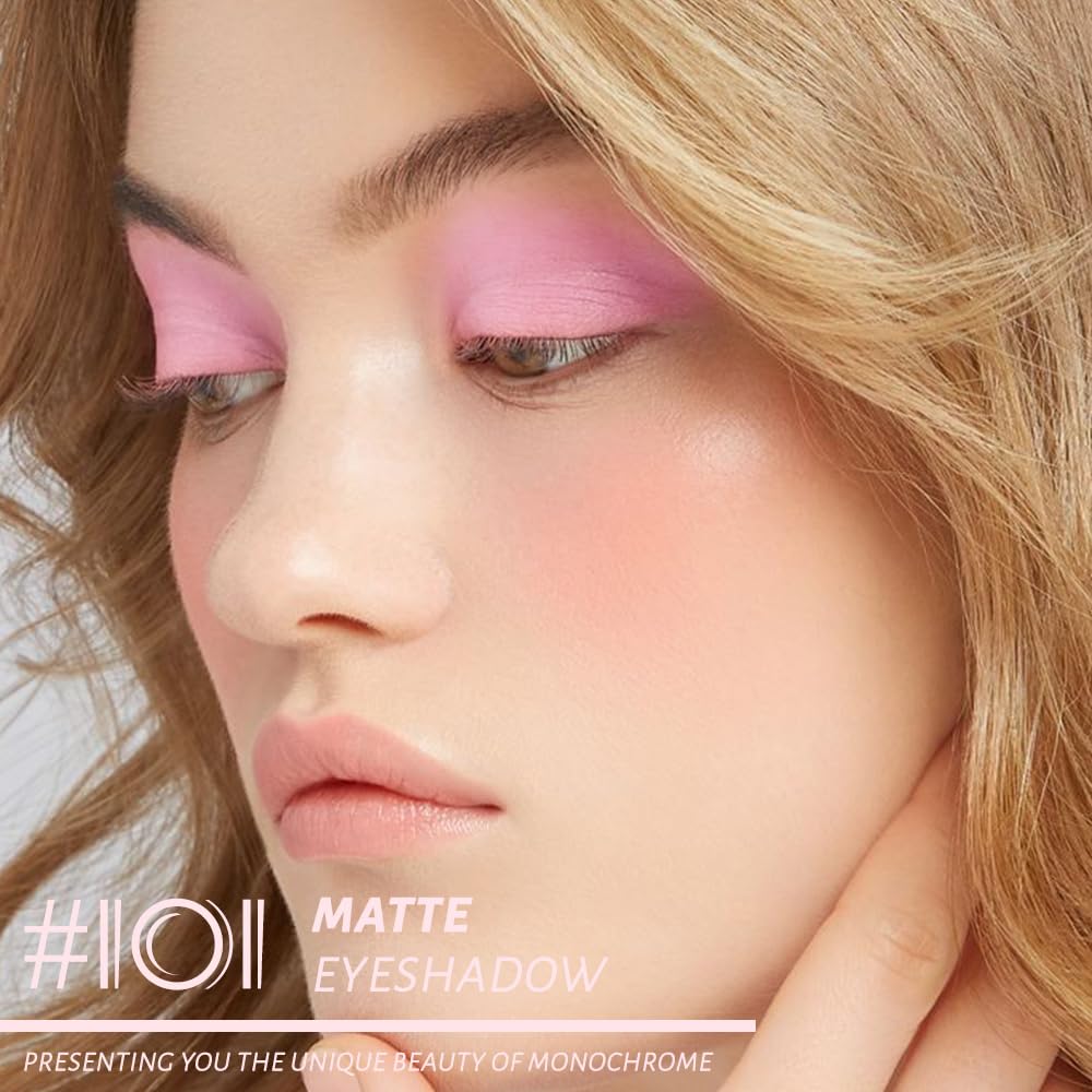 Monochrome Matte Eye Shadow Palette,Peach Pink Neutral Nude Matte Pressed Powder Single Eyeshadow,Natural Long Lasting Naturing-Looking Eyeshadow,Talc,Paraben Vegan & Cruelty Free