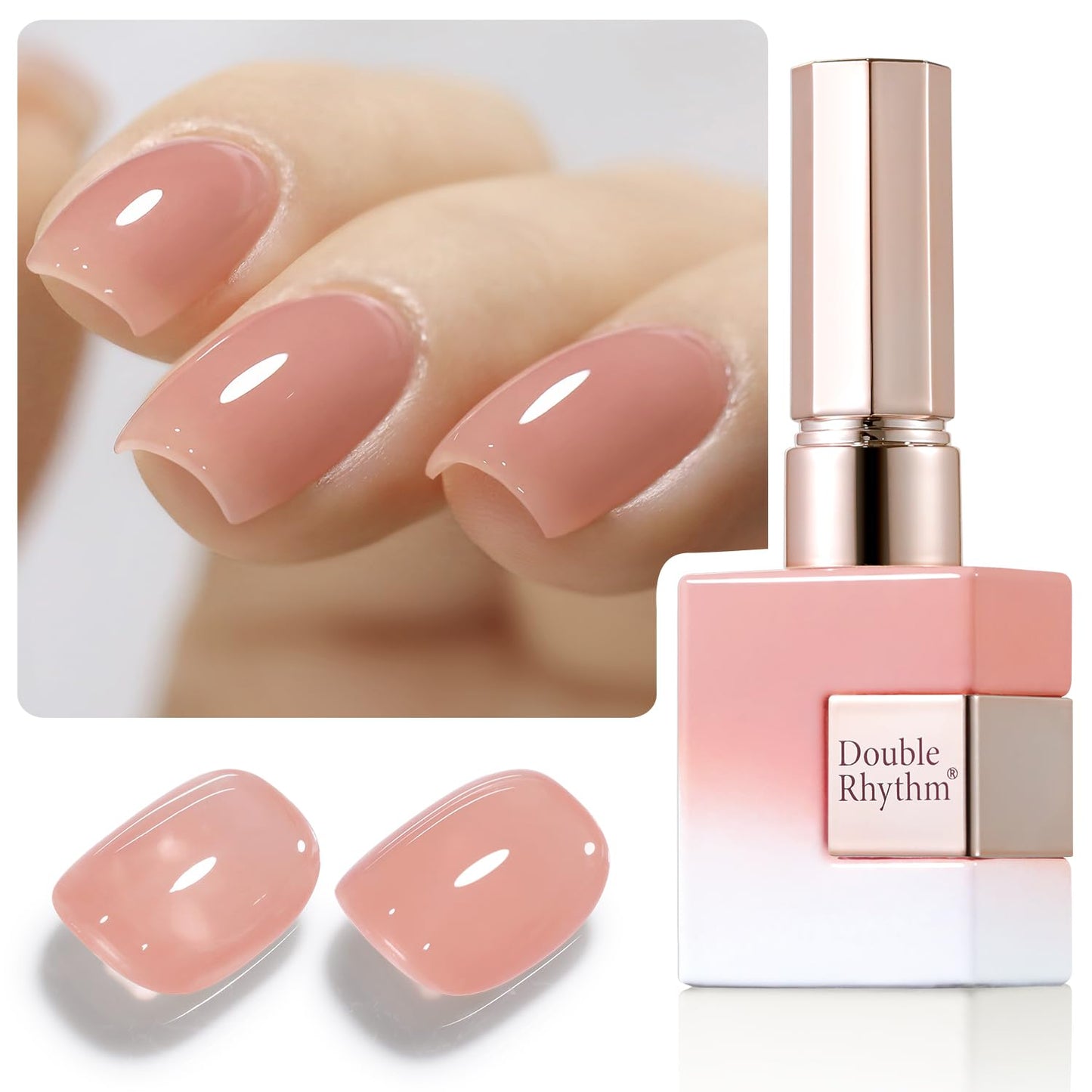 Double Rhythm Gel Polish Translucent Sheer Neutral Natural Light Milky Same Color Same Bottle 15ML Jelly Polish Art DIY at Home (Milky Light Nude-A1383)
