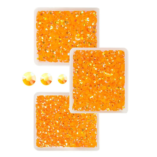 Tangerine‌ Orange AB Resin Rhinestones for Crafting 3mm 4mm 5mm Flatback Jelly Stones Bulk SS10 SS16 SS20 Diamonds Gems Charms for Nails Face Eyes Makeup Tumblers Bottles Crafts Clothes Shoes