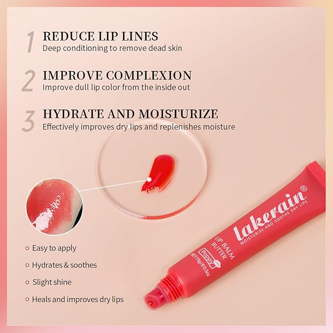 Erinde 3 Colors Lip Butter Balm Trio, Moisture Hydration Lip Butter Gloss, Sheer Tinted Lip Mask and Lip Balm, Soothing Lip Treatment Care Makeup, Shine Lip Glow Oil for Dry, Chapped Lips