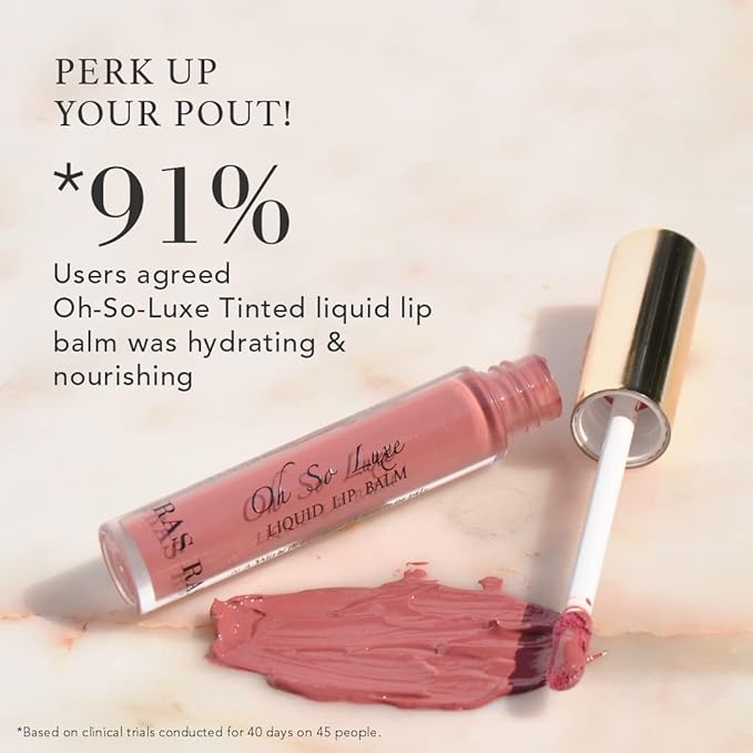 Oh-So-Luxe Liquid Tinted Lip Balm, Hydrating & Nourishing Tinted Lip Oil for dry dark lips, results in Soft & Glowing Lips, Moisturizing, Non-Sticky Nude Pink Shade - 0.10 Fl Oz - RAS LUXURY OILS