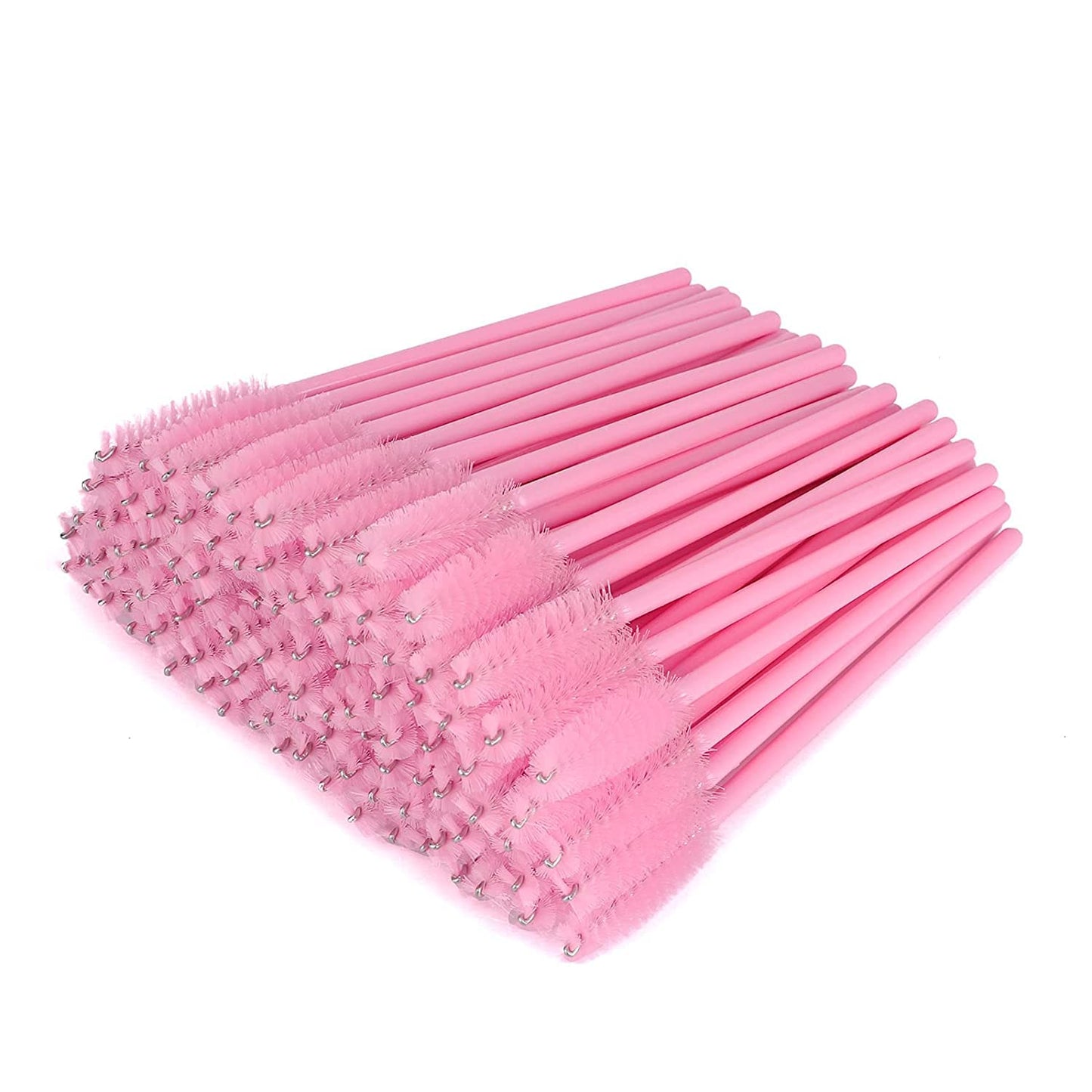 G2PLUS 300PCS Disposable Eyelash Brushes, Adjustable Mascara Wands Makeup Applicator Kits, Lash Spoolies Brushes for Eyelash Extensions and Eyebrows (Pink)