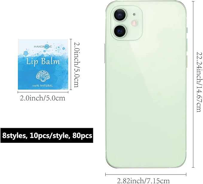 CRASPIRE Lip Balm Labels 80pcs Homemade Lip Balm Labels 2” Clear Lip Balm Labels for Tubes Printable Waterproof Lip Balm Stickers Labels for Lip Balm Handcream Candle Container（Marine Life-Blue）
