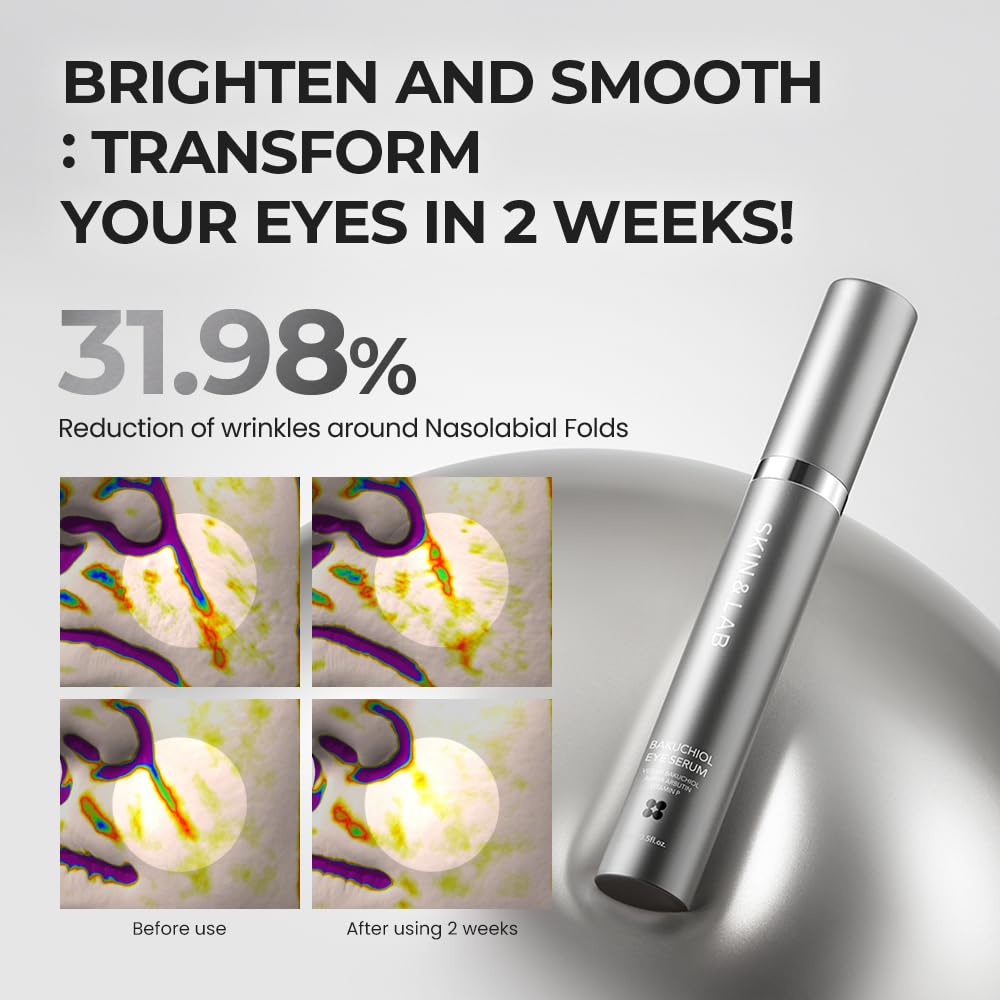 [SKIN&LAB] Bakuchiol Eye Serum with Caffeine, Roll-on Korean Under Eye Serum, Anti-Aging Wrinkle Care for Fine Lines, vegan, cruelty-free (0.5 Fl Oz)