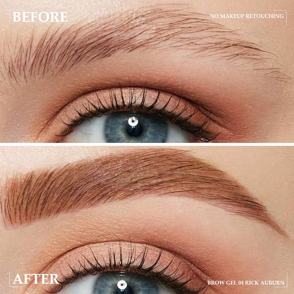 Tinted Thickening Brow Mascara,Brow Fast Sculpt,Waterproof, Transfer-proof, Brush to Fill in Eyebrows and Cover Gray Hairs - Cruelty Free - Light Medium Brown (2pcs 04 Rich Auburn)