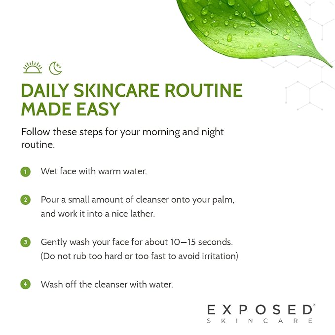 Exposed Skin Care Acne Facial Cleanser - Gentle Face Wash with Salicylic Acid for Acne Prone Skin - Pore Clarifying Acne Treatment for All Ages, Skin Types