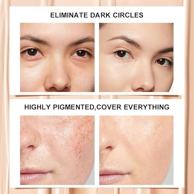 Kaely 2Pcs Hydrating Concealer Wand,Full Coverage Liquid under Eye Concealer,Long Lasting Waterproof Primer Makeup for Dark Circles and Puffiness Trouble Spots Redness,Eye Ring corrector de ojeras 01