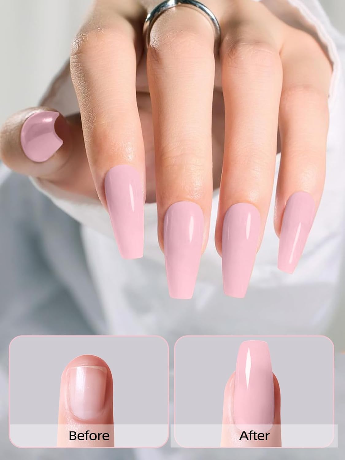 Pink Acrylic Powder, EBANKU 120g/4.23oz Cover Pink Nail Acrylic Powder Large Capacity Professional Acrylic Nail Powder for Nail Extension, Nail Carving, Long-Lasting, No Nail Lamp Needed