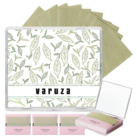 [400 Counts + Mirror Case] Green Tea Natural Oil Blotting Sheets for Face with Mirror Case and Refills