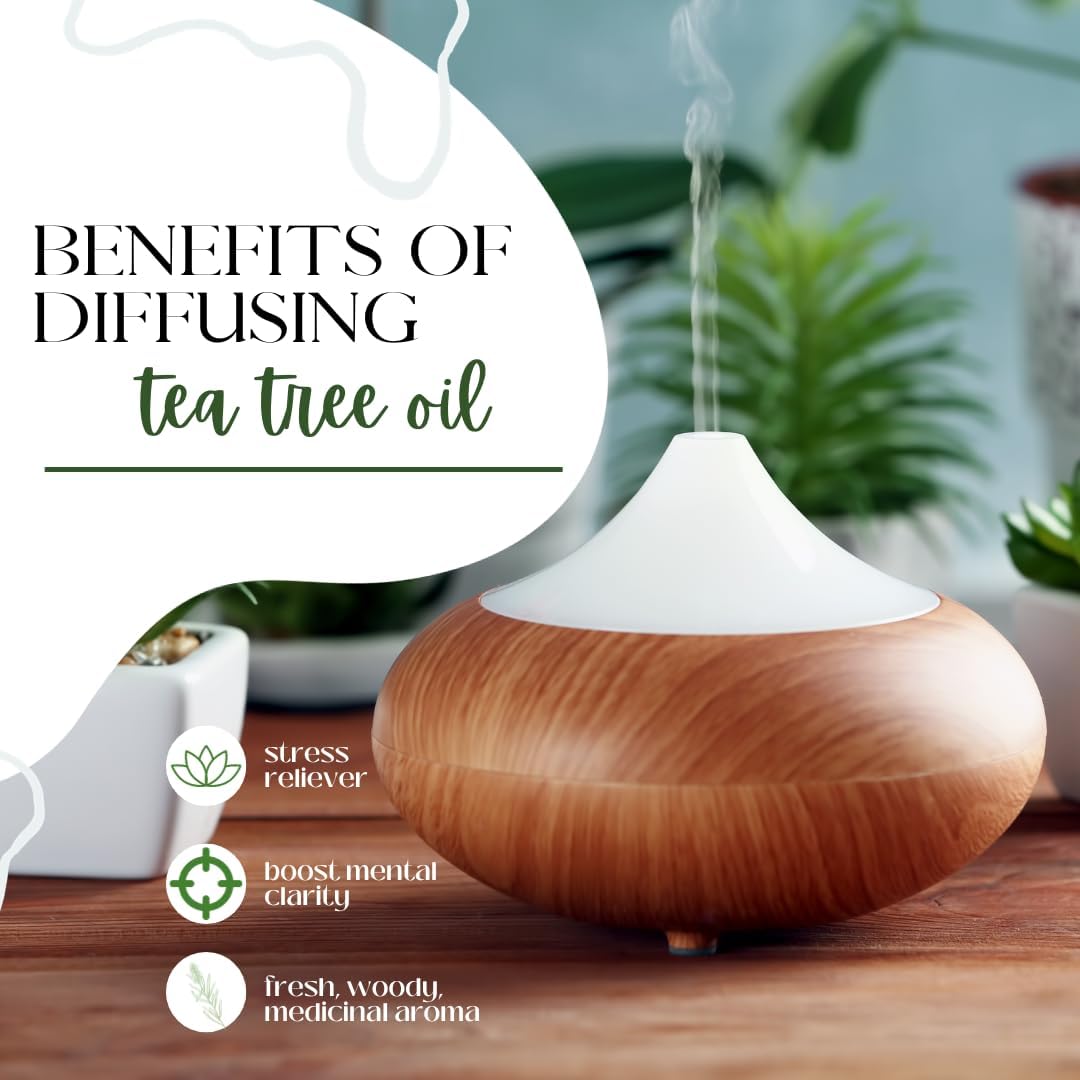 Tea Tree Essential Oil – 16 fl oz (473 ml) – 100% Pure & Undiluted – Steam-Distilled Melaleuca – Amber Glass Bottle – Natural Cleaning, Diffuser, and DIY Use – GreenHealth