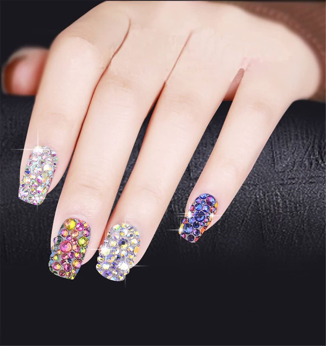 1000 Pieces SS20 5mm Flatback Rhinestones AB Clear Round Gems Crystals for Nail Art DIY Crafts Clothes Shoes Bags （Transparent Light Purple AB）