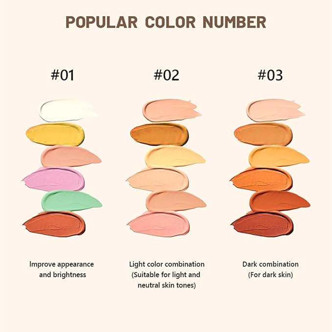MAEPEOR Face Conceal Contour Palette 6 Colors Full Coverage and Lightweight Concealer Contour Palette Waterproof Long Lasting Contour Palette (Color 03)