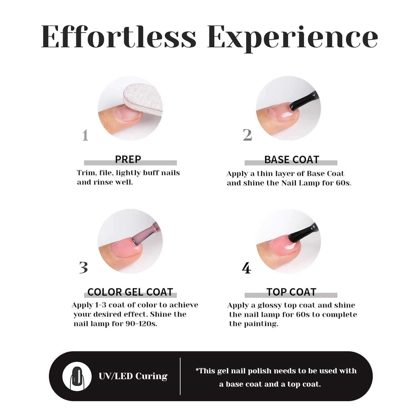 Glitter Black Gel Polish,Sparkle Shimmer Black Glitter Gel Nail Polish,15ml Soak Off UV Gel Polish for DIY Manicure, Gifts for Women Grils - GP0065