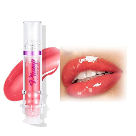 Lip Plumper 6 Colors Moisturizing Glossy Plumping Lip Gloss Long Lasting Hydrating Natural Lip Plumper for Women Girls (Color 04)