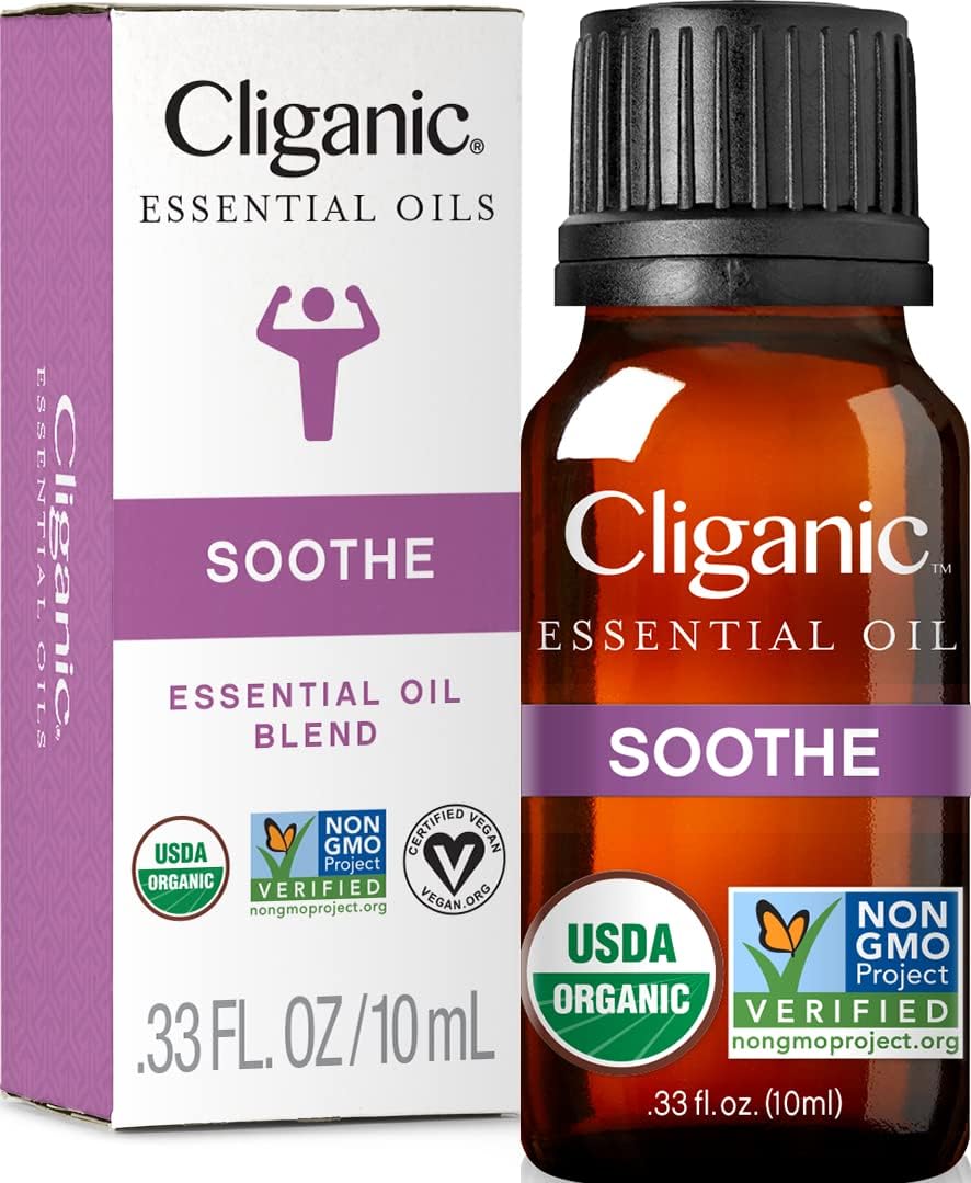Cliganic Soothe Essential Oil Blend - Organic, Natural Aromatherapy Oil for Diffuser Steam Distilled | Non-GMO Verified