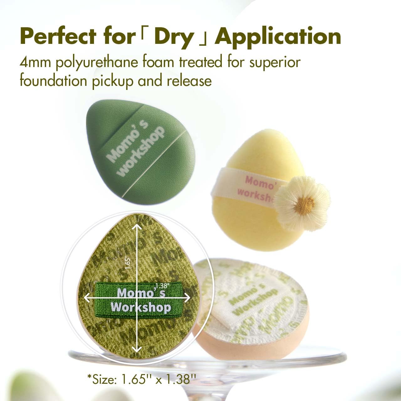 Mini Denim Makeup Sponge Set,Mini Makeup Blenders Sponge for Concealer/Blush/Highlighter, Perfect for Detail Work & Travel,4pcs Green Mini Concealer Puffs with Travel Pouch