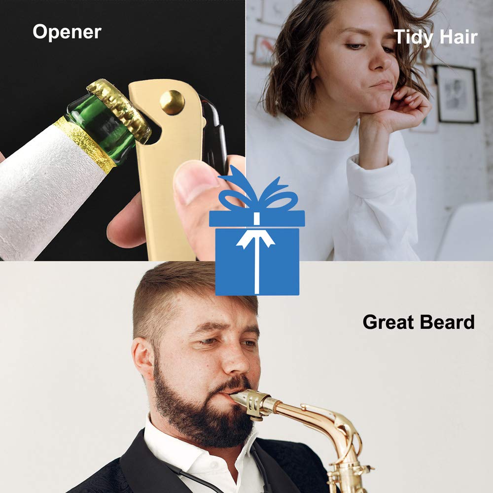 Stainless Steel Folding Comb, Pocket Comb for Men and Women, Golden