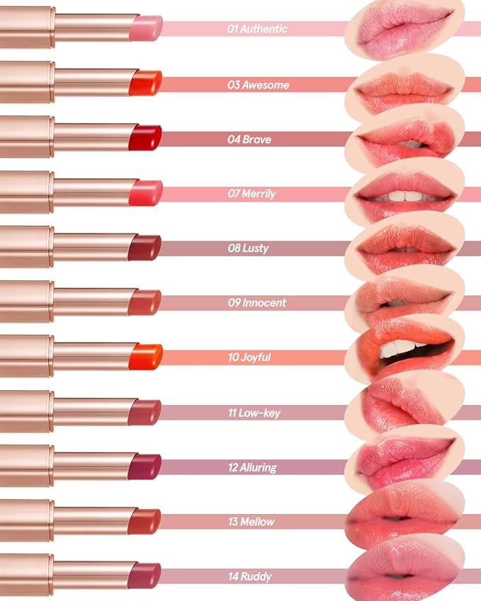 ATHÉ Authentic Lip Balm 14 RUDY, Korean Vegan Color Lip Blam, Long Lasting Buildable Glow Lip Balm without Stickiness, Cruelty-Free, Clean-Beauty, 0.11oz.